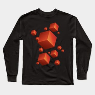 Floating Cubes red Long Sleeve T-Shirt